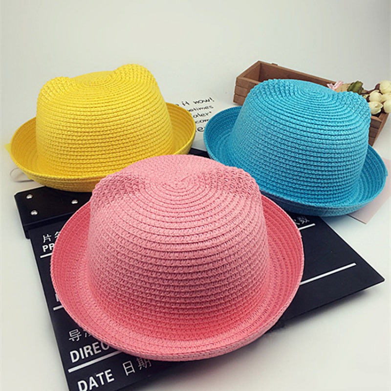 Bucket Hat Straw - Sun Hat for Children Boys Outdoor