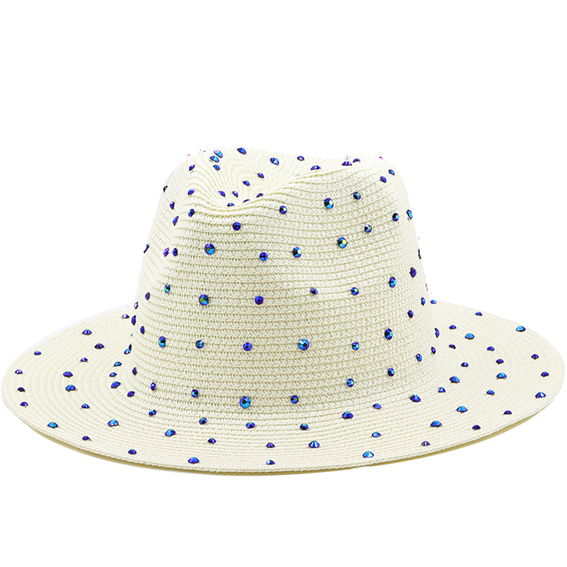 Bucket Hat Straw - Luxury diamond Panama Soft Shaped Straw