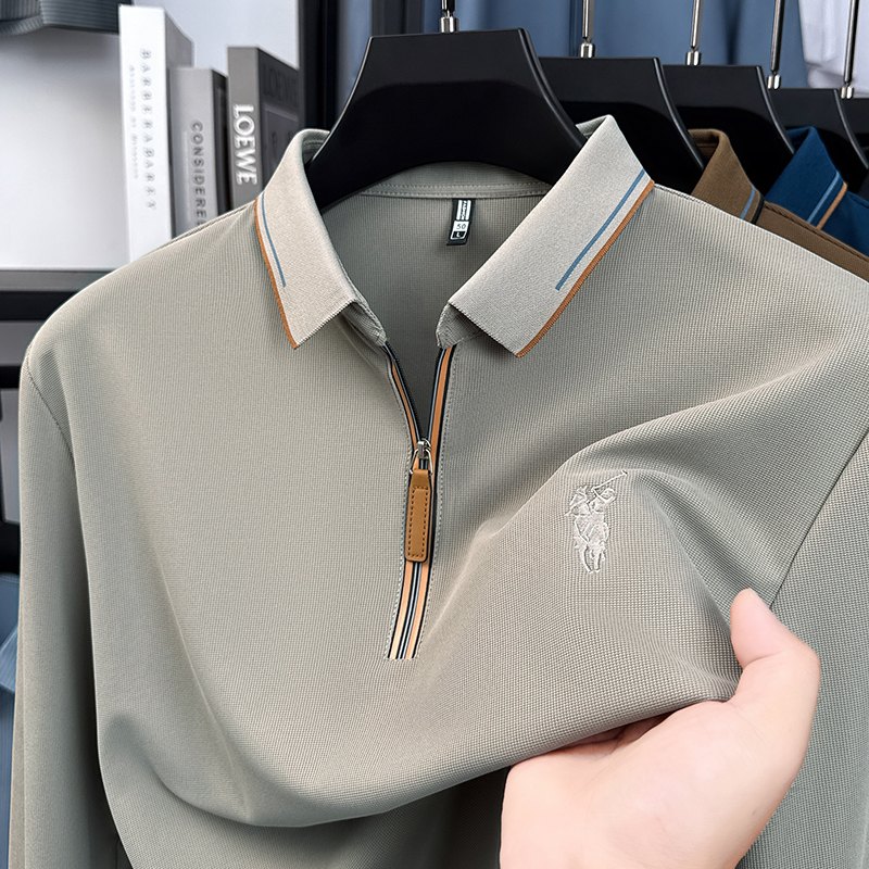 Polo Shirt Pique - Men's Cotton Long Sleeved T-shirt with