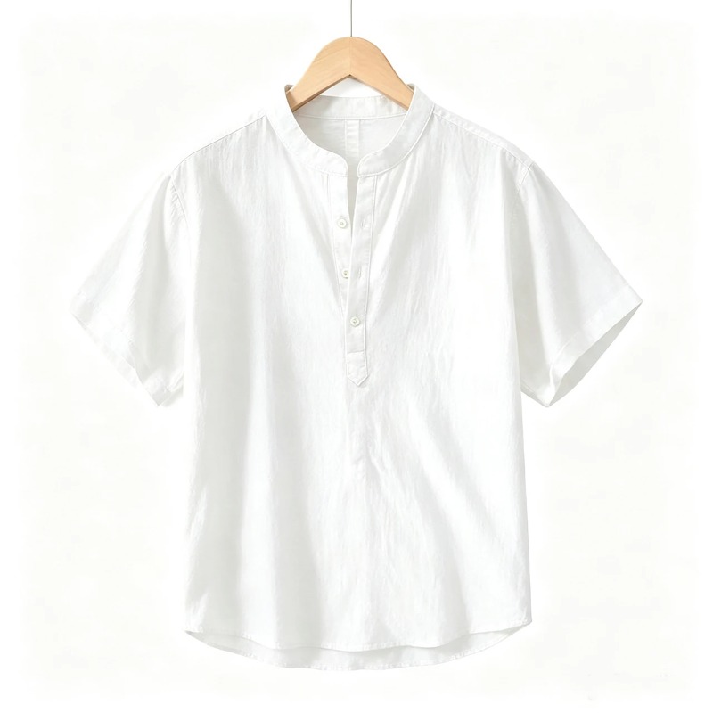 Summer Mens Short Sleeve Shirt - Linen Shirt Breathable のレビューと価格
