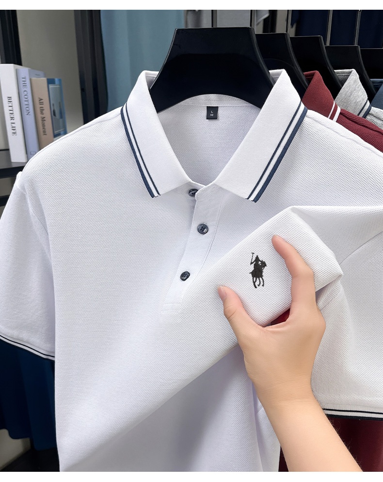 Summer Striped Collar Polo Shi - Polo Shirt Pique のレビューと価格