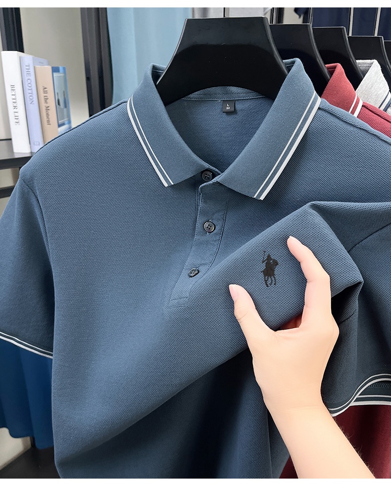 Summer Striped Collar Polo Shi - Polo Shirt Pique のレビューと価格