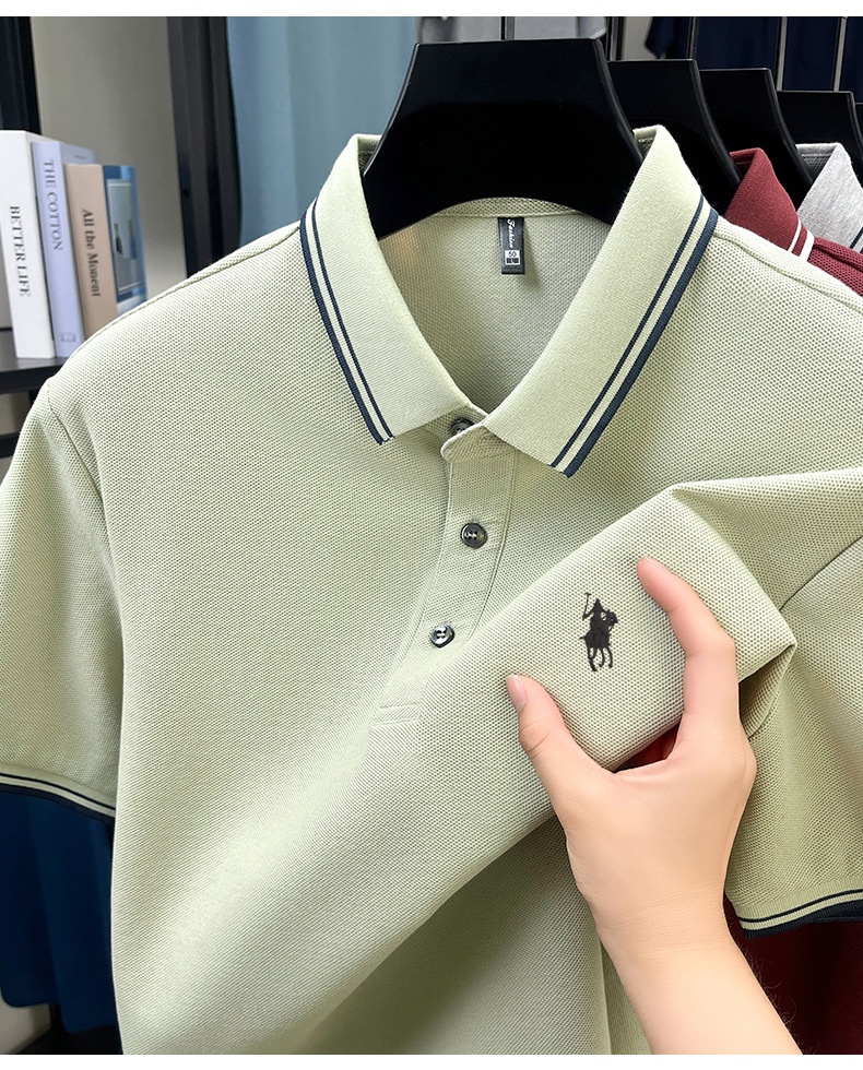 Summer Striped Collar Polo Shi - Polo Shirt Pique のレビューと価格