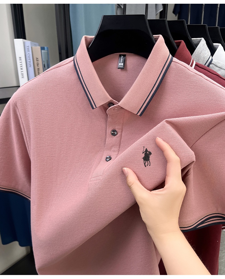 Summer Striped Collar Polo Shi - Polo Shirt Pique のレビューと価格