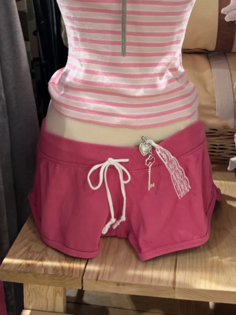 New Rose Pink Cotton Short Pan - Short Linen Drawstring のレビューと価格