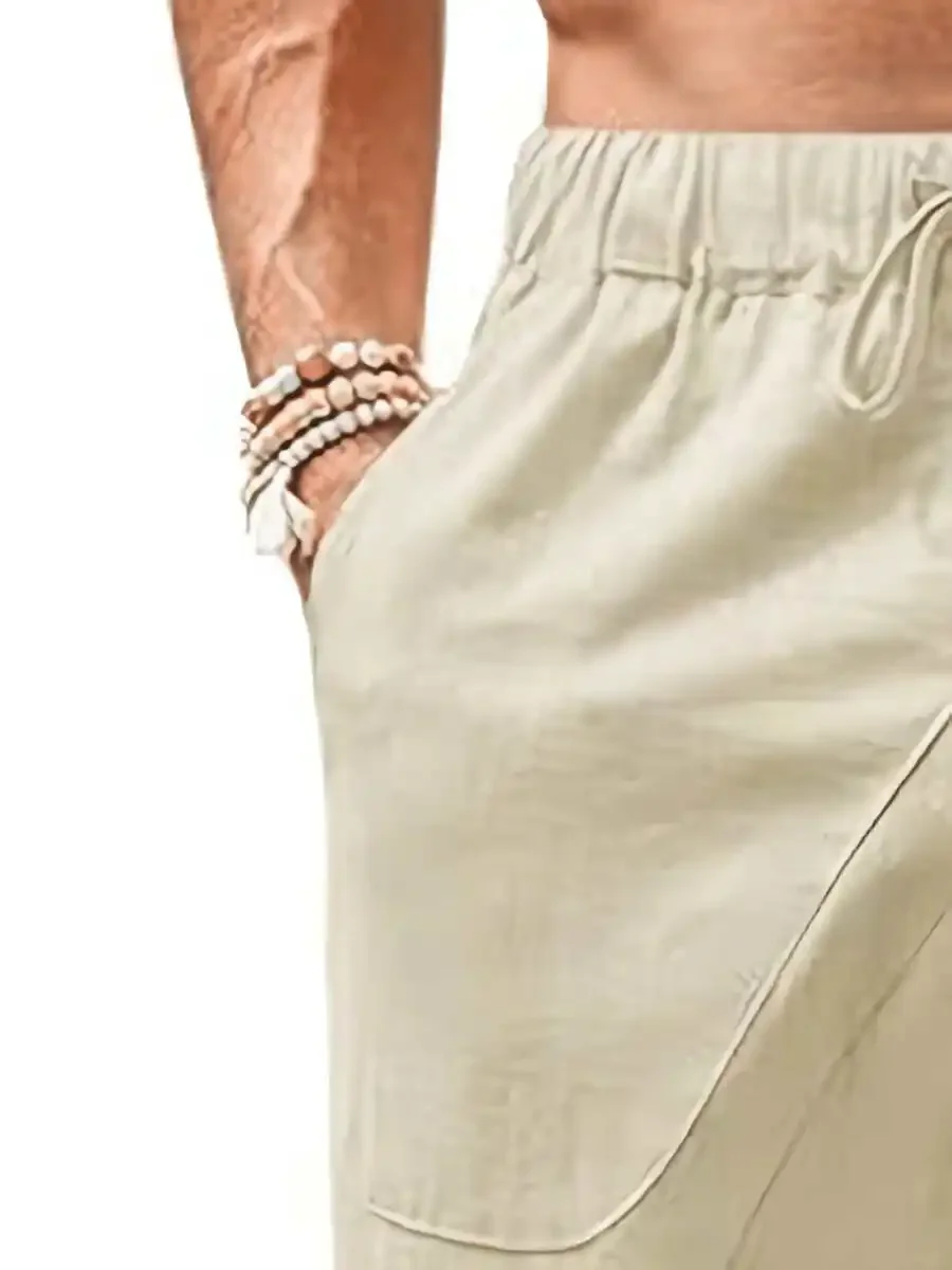 Mens Linen Beach Shorts Casual - Short Linen Drawstring のレビューと価格