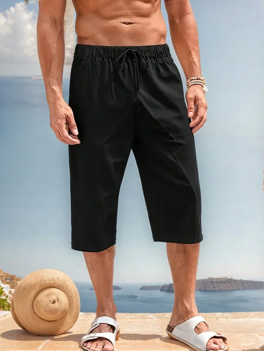 Mens Linen Beach Shorts Casual - Short Linen Drawstring のレビューと価格