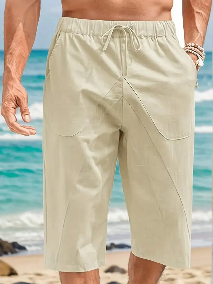 Mens Linen Beach Shorts Casual - Short Linen Drawstring のレビューと価格