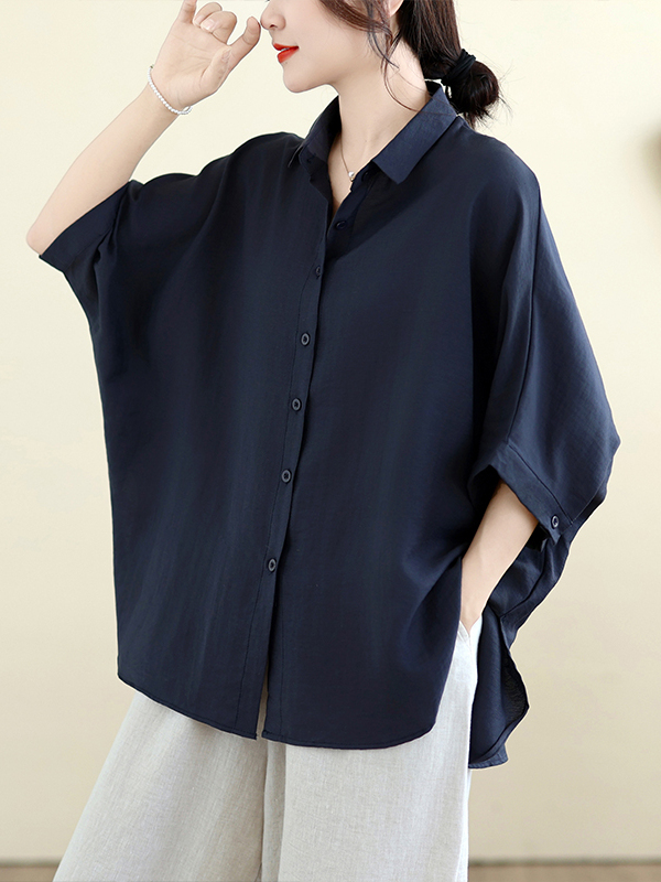 Loose Fit Cotton Linen Batwing - Linen Shirt Breathable のレビューと価格