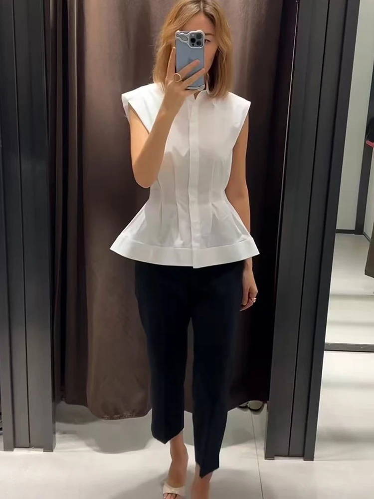 Women Casual Sleeveless Slim S - Shirt Camp Collar のレビューと価格