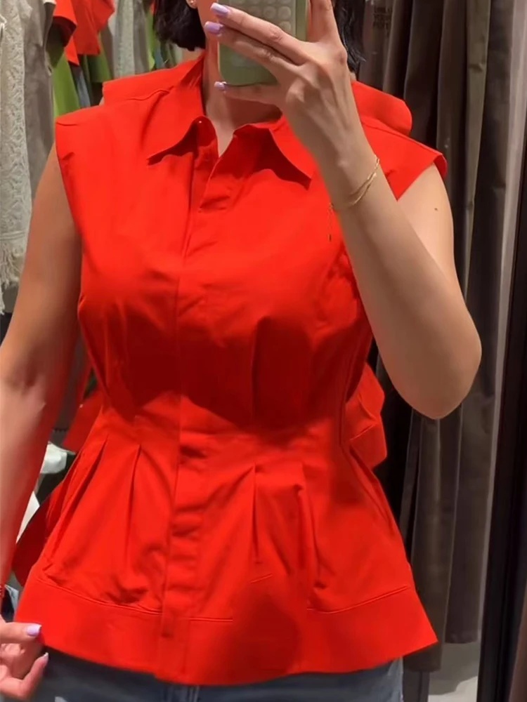 Women Casual Sleeveless Slim S - Shirt Camp Collar のレビューと価格