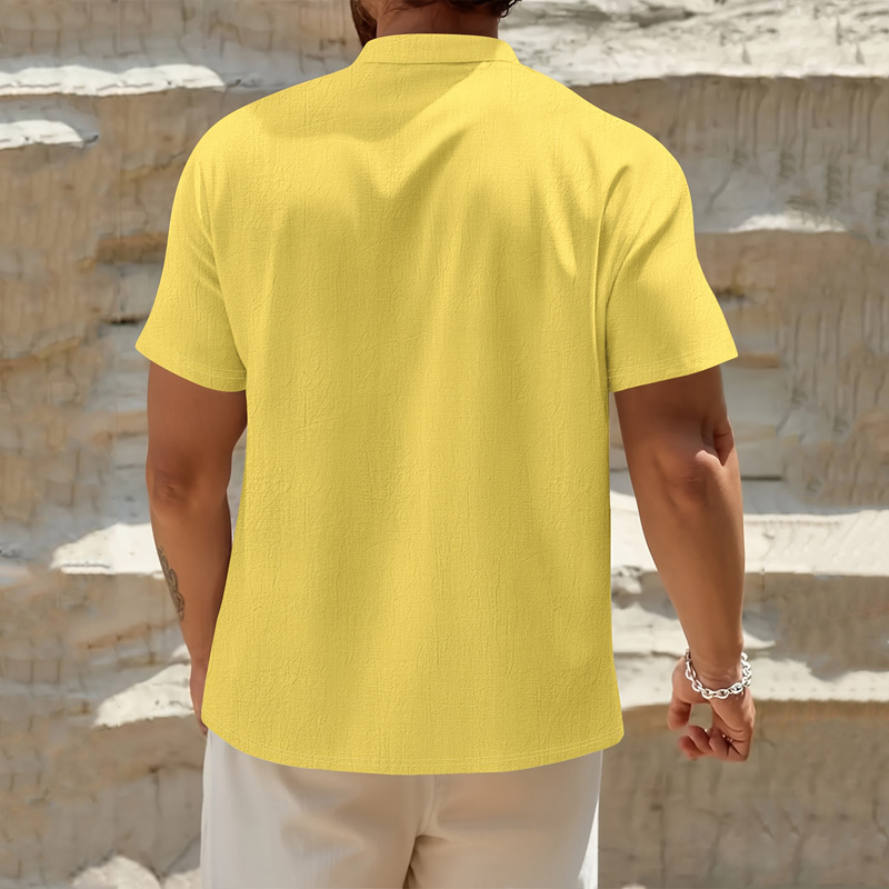 Men's Cotton Linen Henley Shir - Linen Shirt Breathable のレビューと価格