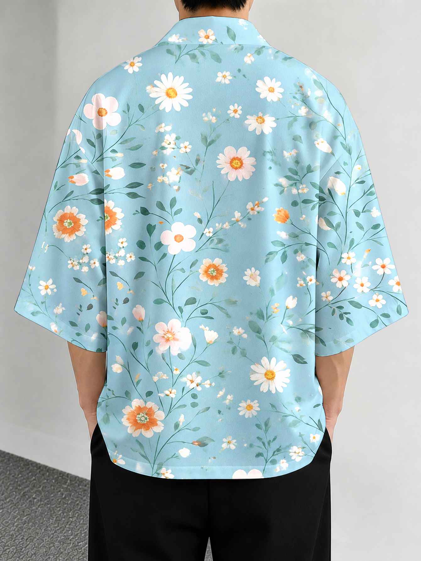 Men's casual top Floral Blue C - Resort Shirt Floral のレビューと価格