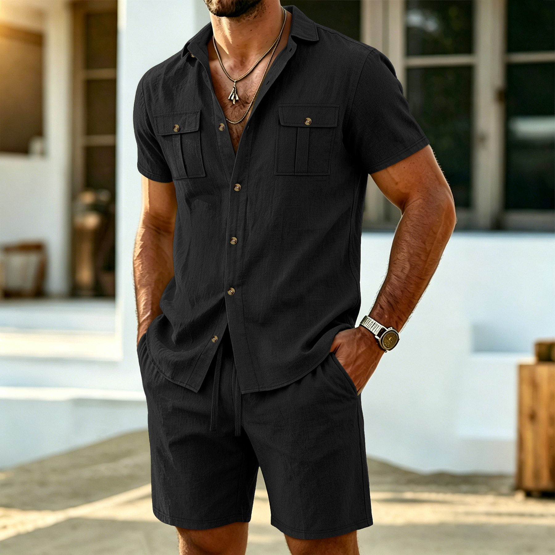 New summer men's linen outdoor - Linen Shirt Breathable のレビューと価格