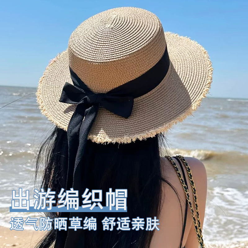 Women Straw Sun Hat Bowknot Su - Packable Hat Nylon のレビューと価格
