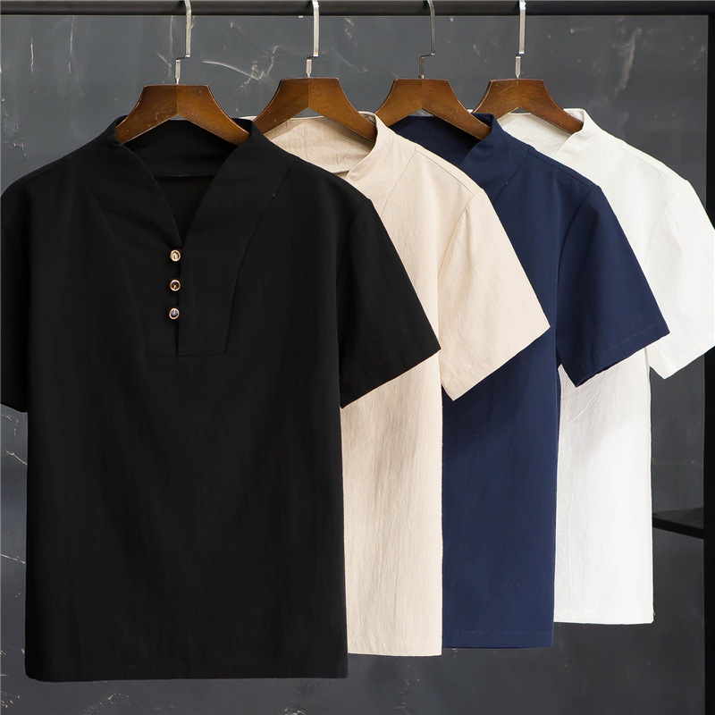 Men's Summer Cotton Linen Shor - Linen Shirt Breathable のレビューと価格