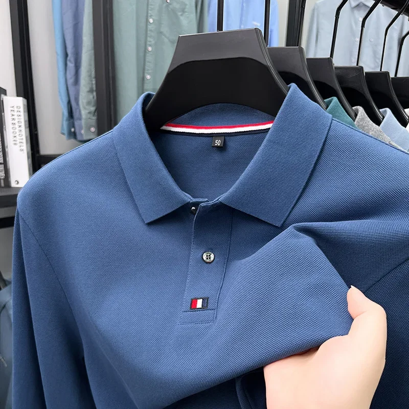 Collar T-shirt for men, long s - Polo Shirt Pique のレビューと価格