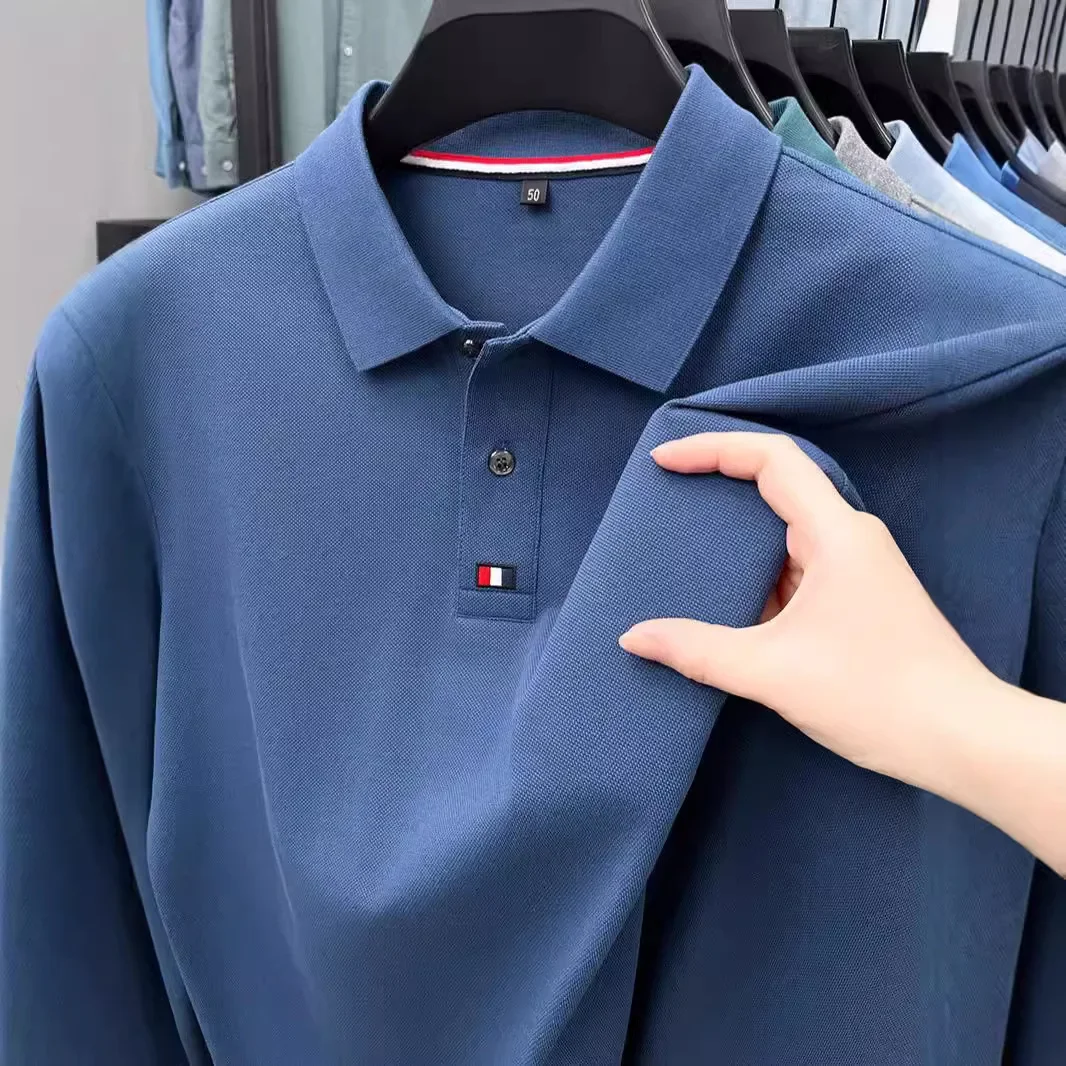 Collar T-shirt for men, long s - Polo Shirt Pique のレビューと価格