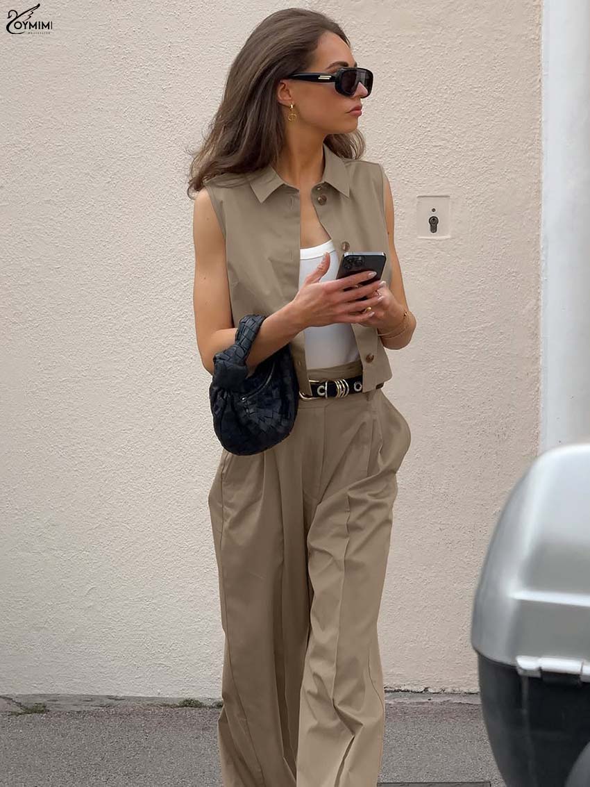 Oymimi Fashion Brown Cotton Wo - Shirt Camp Collar のレビューと価格