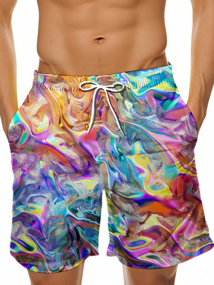 Mens Colorful Abstract Print Q - Swim Trunk Quick Dry のレビューと価格