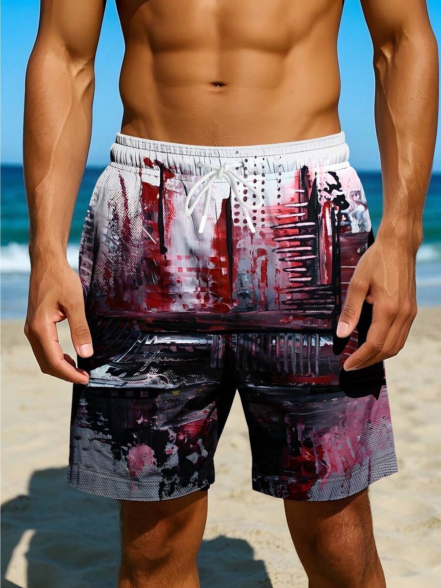 Mens Abstract Print Beach Shor - Swim Trunk Quick Dry のレビューと価格