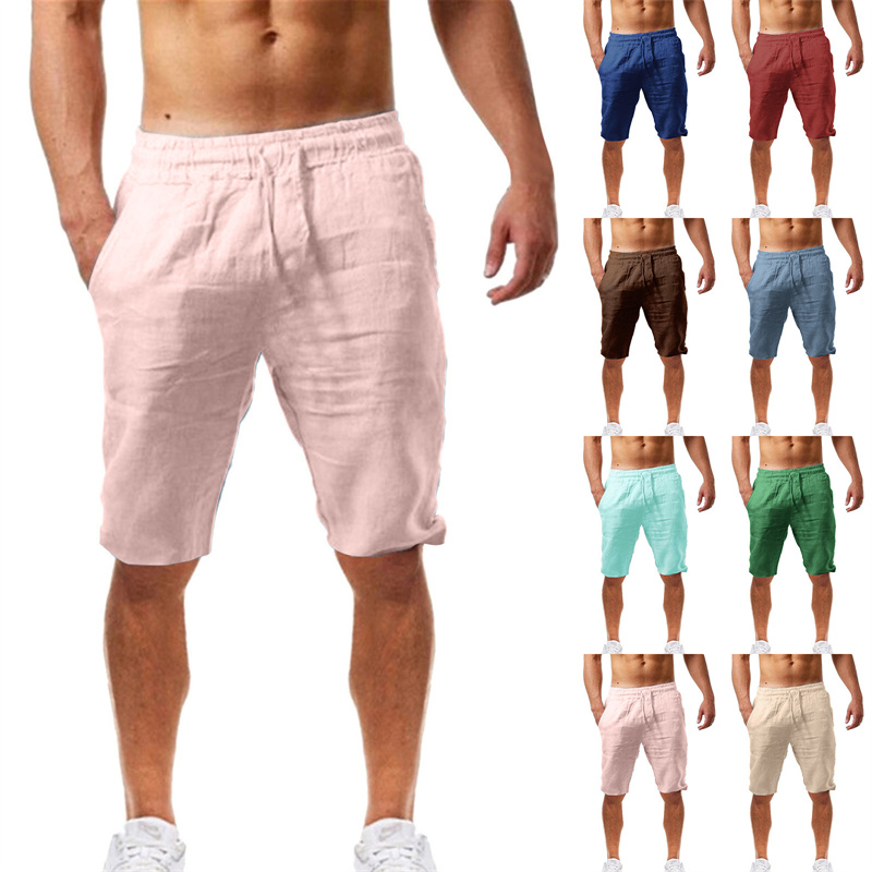2026 Summer Men's Shorts Cotto - Short Linen Drawstring のレビューと価格