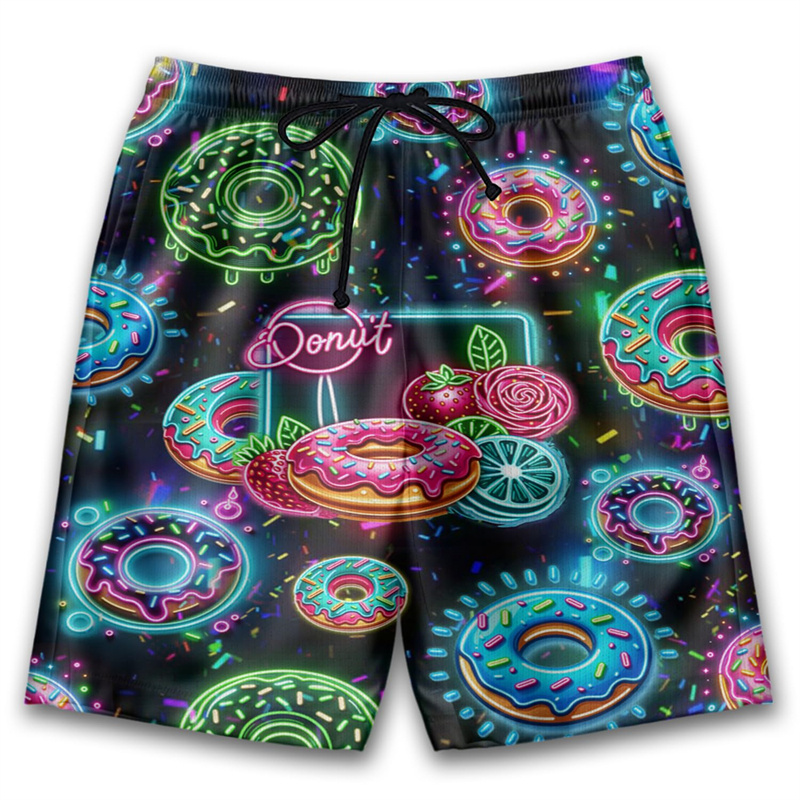 3D Printed Cute Donut Short Pa - Trunks Board Surf のレビューと価格
