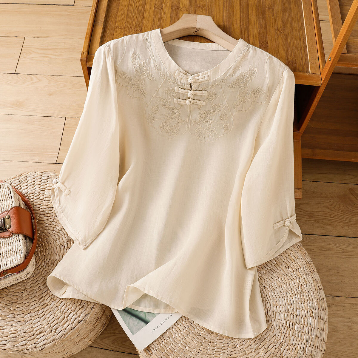 Chinese Style Round Collar But - Shirt Camp Collar のレビューと価格
