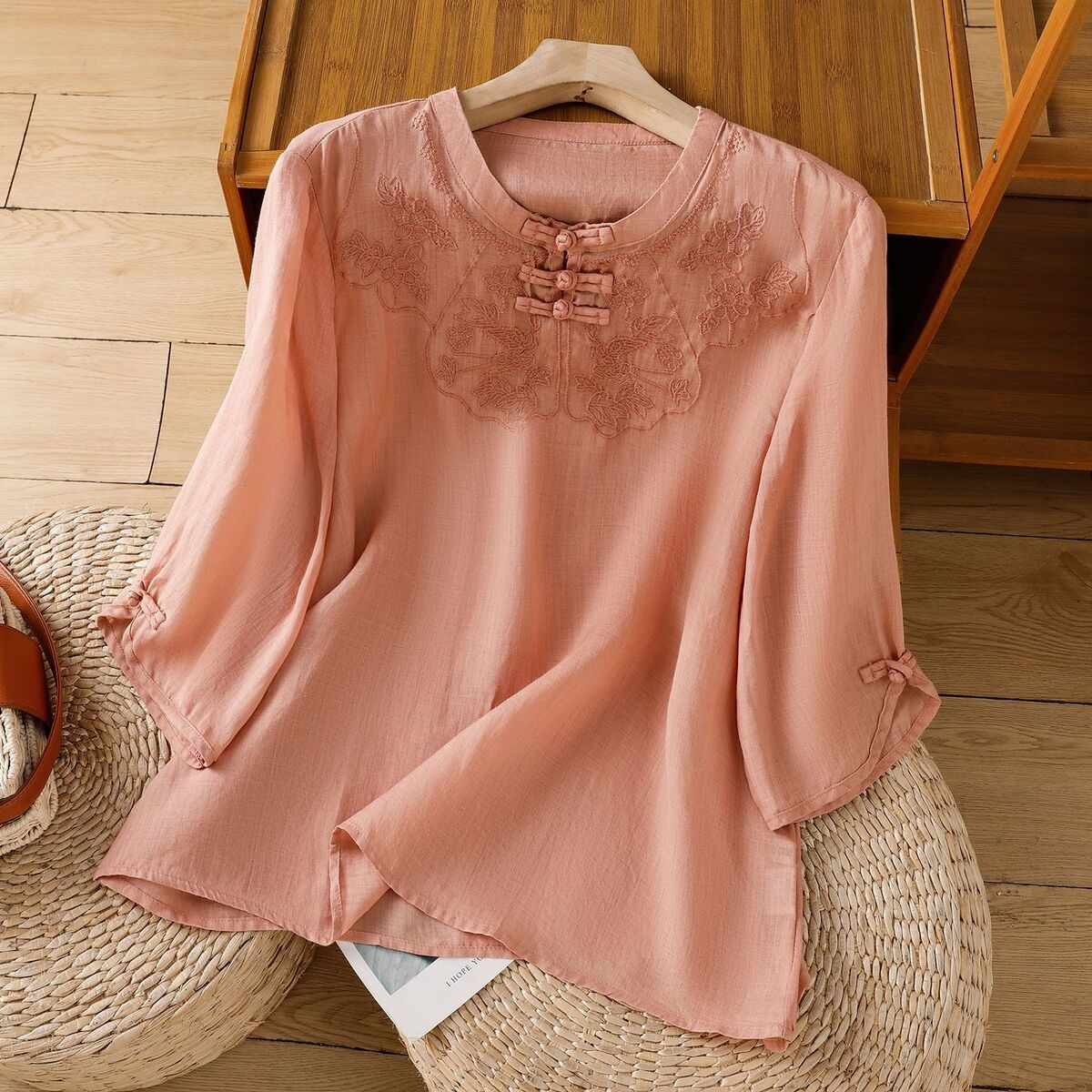 Chinese Style Round Collar But - Shirt Camp Collar のレビューと価格