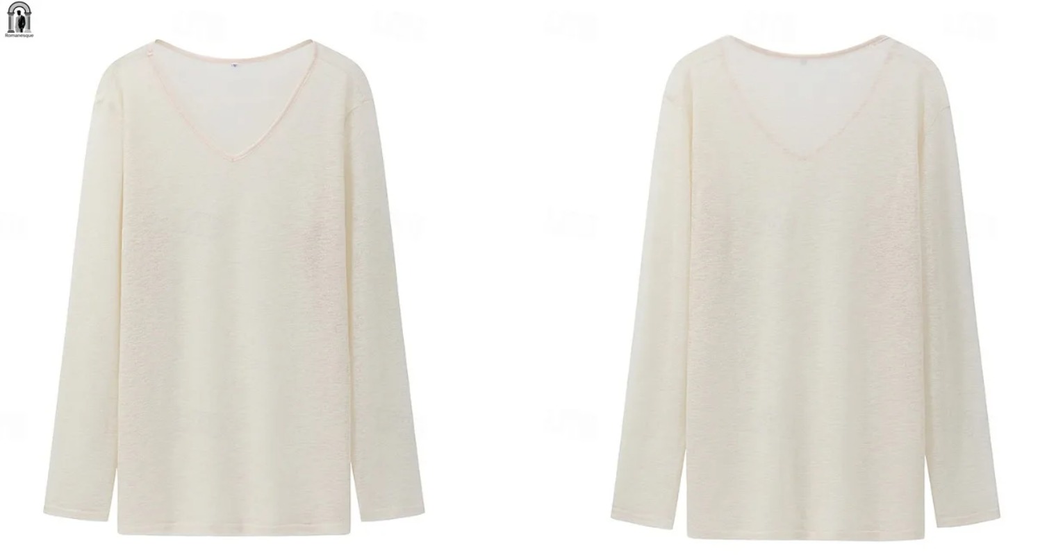 Men's Casual V-Neck Linen Blen - Linen Shirt Breathable のレビューと価格