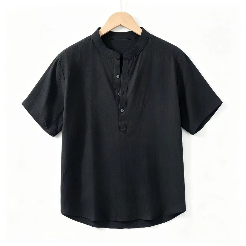 Men Cotton Linen Short-Sleeve  - Linen Shirt Breathable のレビューと価格