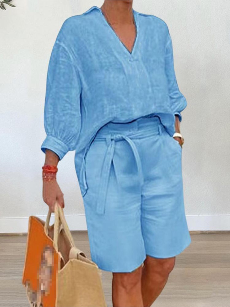 Women Suits Elegant Style Two  - Linen Shirt Breathable のレビューと価格