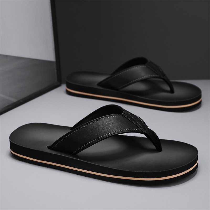 Men's Vintage Washed Faux Leat - Flip Flop Leather Men のレビューと価格