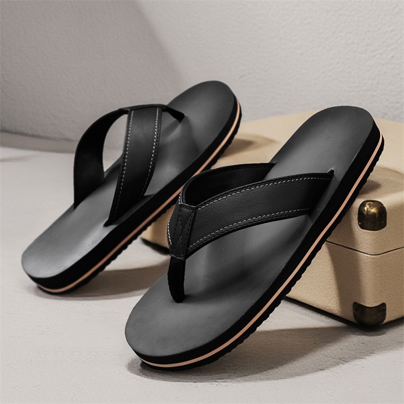 Men's Vintage Washed Faux Leat - Flip Flop Leather Men のレビューと価格