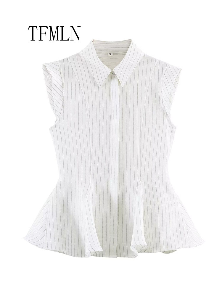 Fashion Striped Blouse Top For - Shirt Camp Collar のレビューと価格