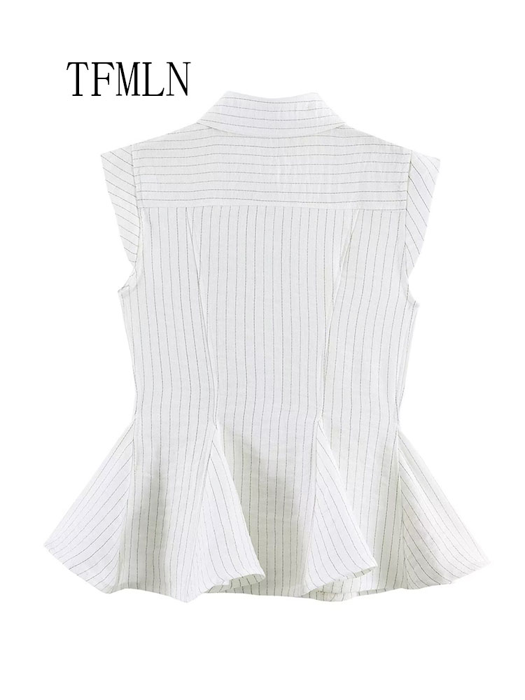 Fashion Striped Blouse Top For - Shirt Camp Collar のレビューと価格