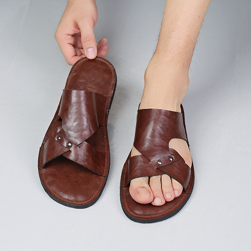 Handmade Leather Slippers Men  - Flip Flop Leather Men のレビューと価格