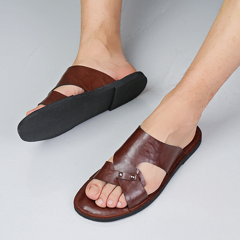 Handmade Leather Slippers Men  - Flip Flop Leather Men のレビューと価格