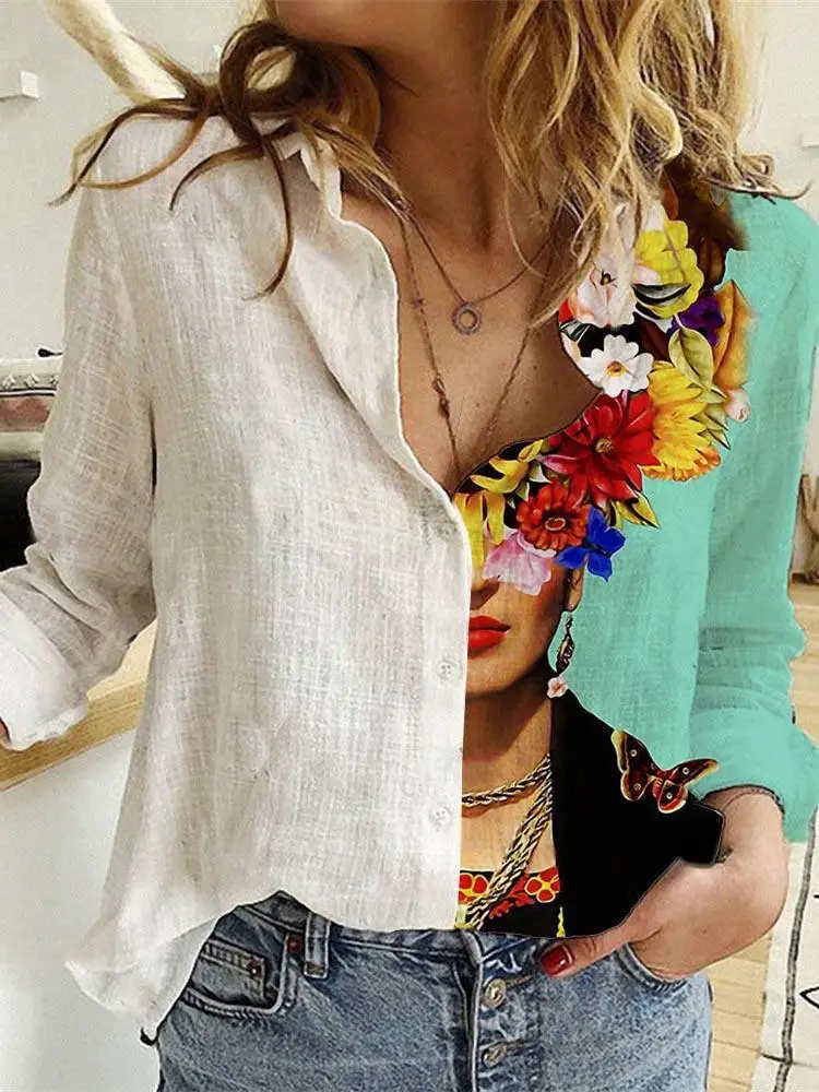 Women Spring And Autumn Long S - Shirt Camp Collar のレビューと価格