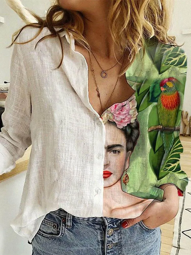 Women Spring And Autumn Long S - Shirt Camp Collar のレビューと価格
