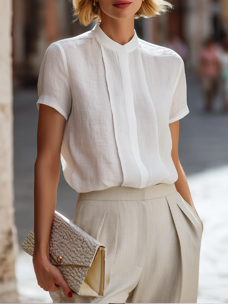 Women's Short Sleeve Pleated F - Shirt Camp Collar のレビューと価格